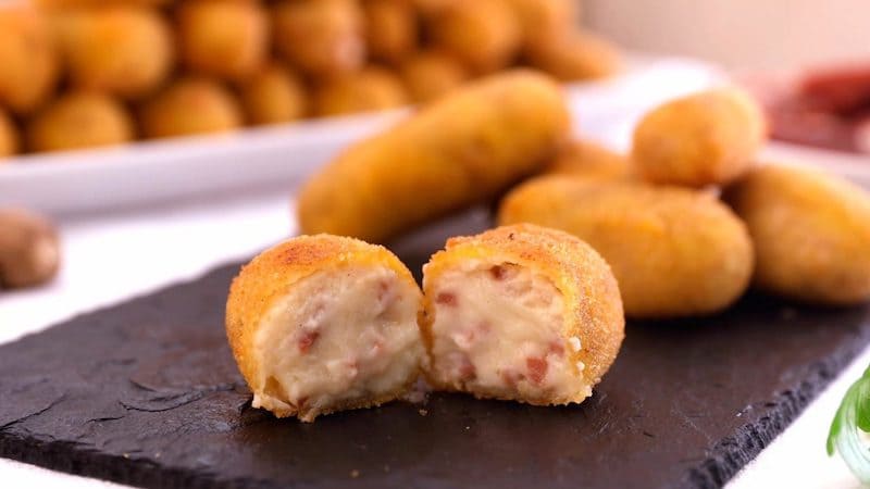 Croquetas de jamón terminadas.